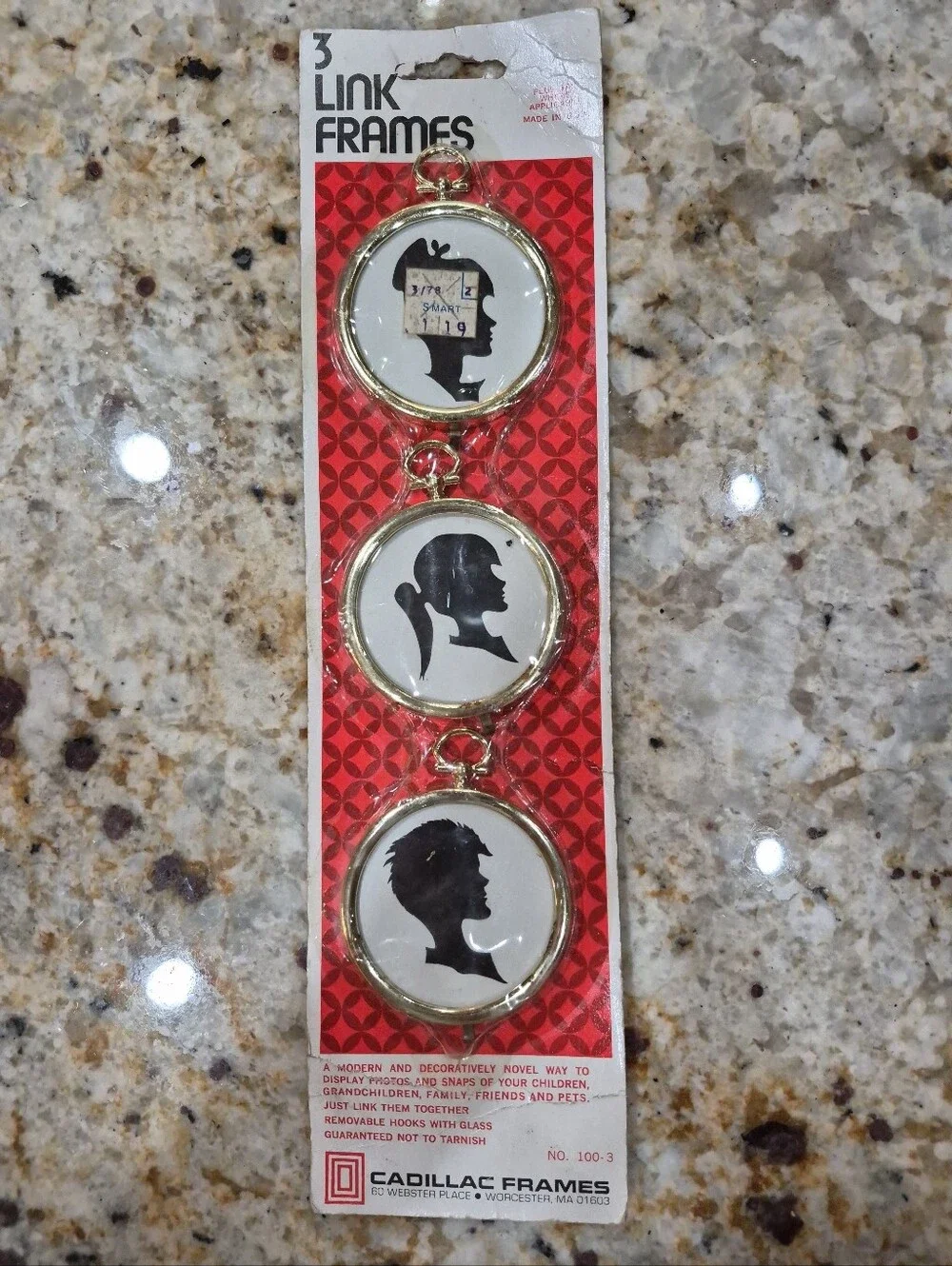Vintage Deadstock Three Link Picture Frames Gold Tone Round